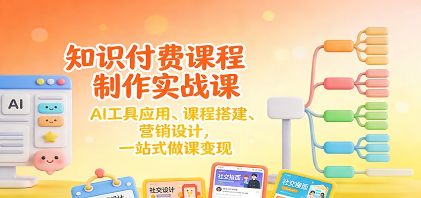 知识付费课程制作实战课：AI工具应用、课程搭建、营销设计，一站式做课变现网赚项目-副业赚钱-互联网创业-资源整合白嫖の网赚