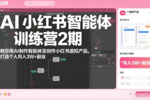 AI小红书智能体训练营2期，教你用AI制作智能体及创作小红书虚拟产品，打造个人月入3W+副业（更新）