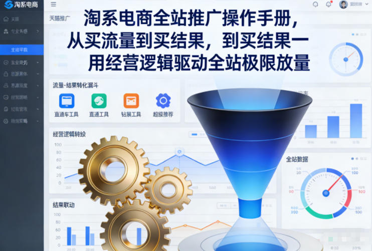 淘系电商全站推广操作手册，从买流量到买结果一用经营逻辑驱动全站极限放量网赚项目-副业赚钱-互联网创业-资源整合白嫖の网赚