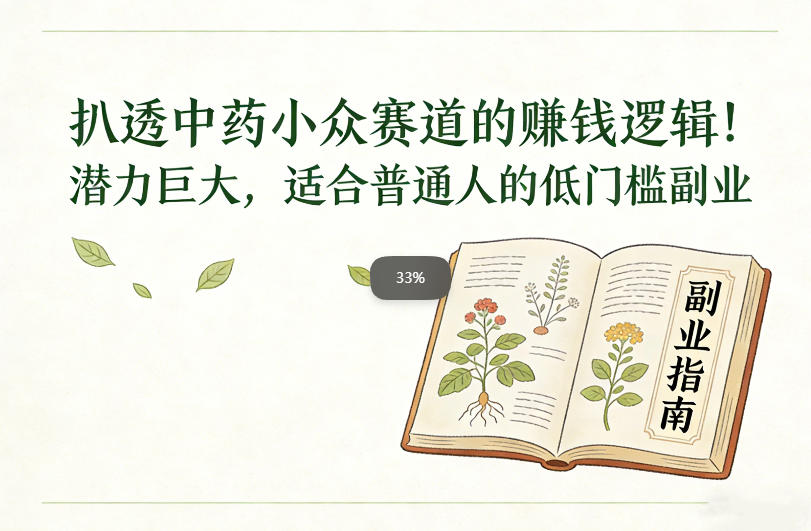 扒透中药小众赛道的賺米逻辑，潜力巨大，适合普通人的低门槛副业网赚项目-副业赚钱-互联网创业-资源整合白嫖の网赚