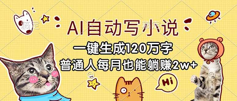 （17025期）AI自动写小说，一键生成120万字，普通人每月也能躺赚2w+网赚项目-副业赚钱-互联网创业-资源整合白嫖の网赚