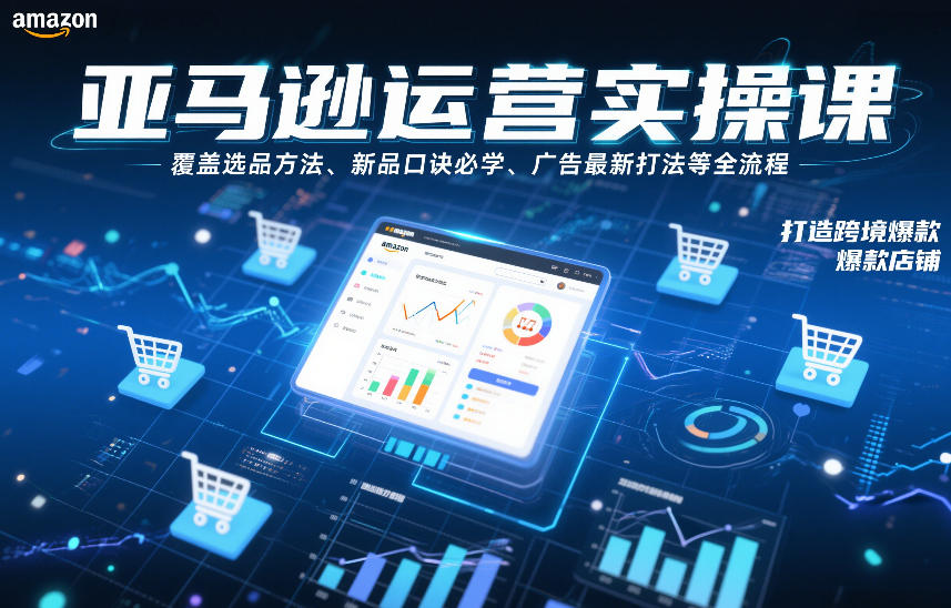 亚马逊运营实操课，覆盖选品方法、新品口诀必学、广告最新打法等全流程，打造跨境爆款店铺网赚项目-副业赚钱-互联网创业-资源整合白嫖の网赚