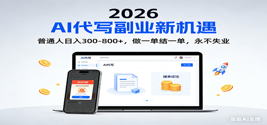 2026副业首选！AI代写日入300-800，普通人0门槛，做一单结一单！网赚项目-副业赚钱-互联网创业-资源整合白嫖の网赚