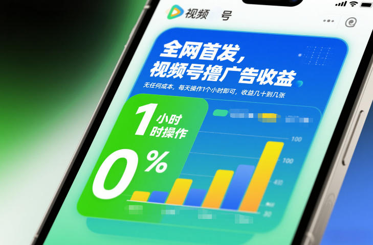 全网首发，视频号撸广告收益，无任何成本，每天操作1个小时即可，收益几十到几张网赚项目-副业赚钱-互联网创业-资源整合白嫖の网赚