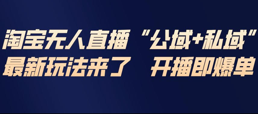 淘宝无人直播完整教程，公试+私域，最新玩法来了，开播即爆单网赚项目-副业赚钱-互联网创业-资源整合白嫖の网赚