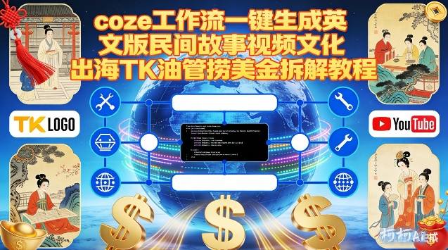 Coze扣子工作流一键生成英文版民间故事视频，文化出海TK油管捞美金拆解教程网赚项目-副业赚钱-互联网创业-资源整合白嫖の网赚