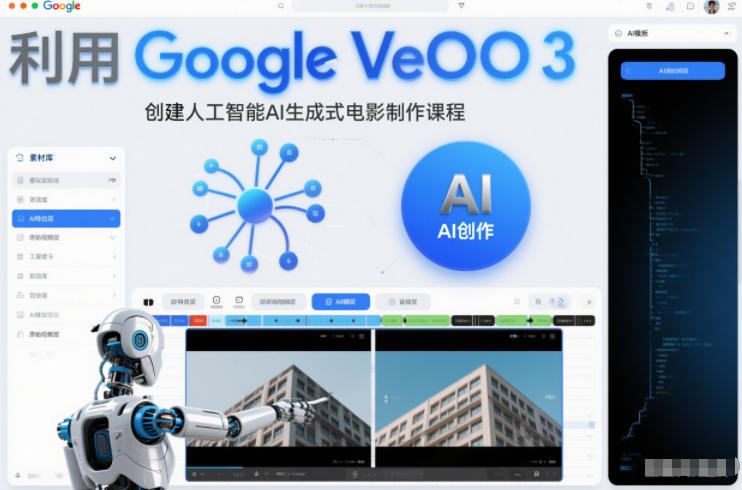 利l用GoogleVeo3创建人工智能AI生成式电影制作课程，使用人工智能的力量创建令人惊叹的视频网赚项目-副业赚钱-互联网创业-资源整合白嫖の网赚