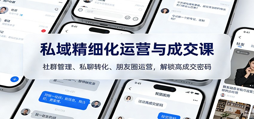 私域精细化运营与成交课：社群管理、私聊转化、朋友圈运营，解锁高成交密码网赚项目-副业赚钱-互联网创业-资源整合白嫖の网赚