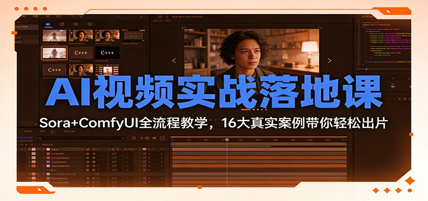 AI视频实战落地课：Sora+ComfyUI全流程教学，16大真实案例带你轻松出片网赚项目-副业赚钱-互联网创业-资源整合白嫖の网赚