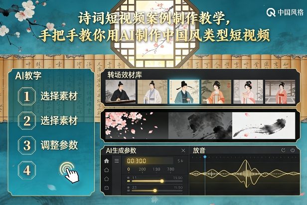 古诗词短视频案例制作教学，手把手教你用AI制作中国风类型短视频网赚项目-副业赚钱-互联网创业-资源整合白嫖の网赚