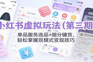 小红书虚拟玩法（第三期）：单品服务选品+细分铺货，轻松掌握双模式变现技巧