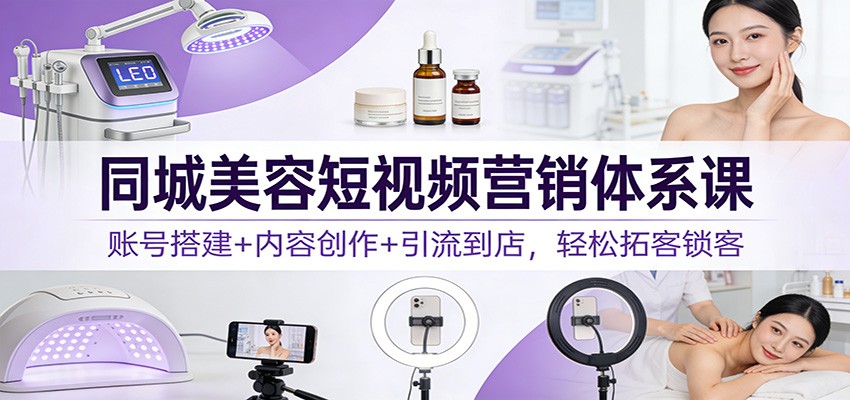 同城美容短视频营销体系课：账号搭建+内容创作+引流到店，轻松拓客锁客网赚项目-副业赚钱-互联网创业-资源整合白嫖の网赚