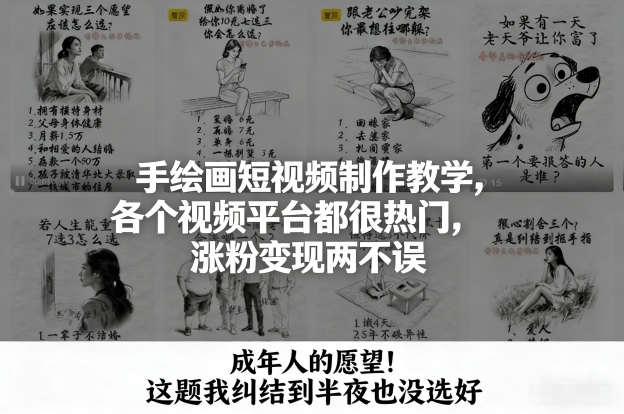 手绘画短视频制作教学，各个视频平台都很热门，涨粉变现两不误网赚项目-副业赚钱-互联网创业-资源整合白嫖の网赚