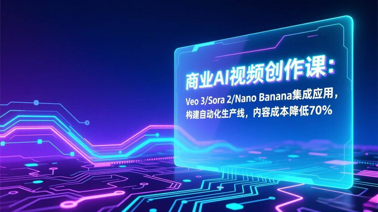 （17070期）商业AI视频创作课：Veo3/Sora2/NanoBanana集成应用，构建自动化生产线，内容成本降低70%网赚项目-副业赚钱-互联网创业-资源整合白嫖の网赚