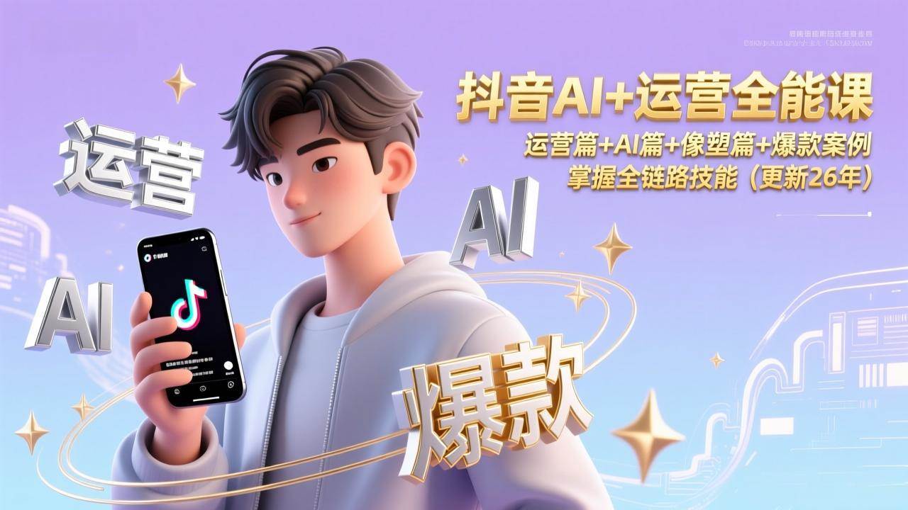 （17078期）抖音AI+运营全能课，运营篇+AI篇+像塑篇+爆款案例，掌握全链路技能（更新26年）网赚项目-副业赚钱-互联网创业-资源整合白嫖の网赚