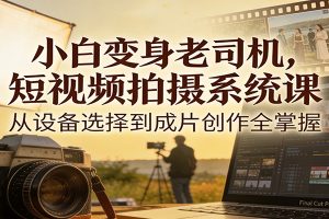 小白变身老司机，短视频拍摄系统课，从设备选择到成片创作全掌握