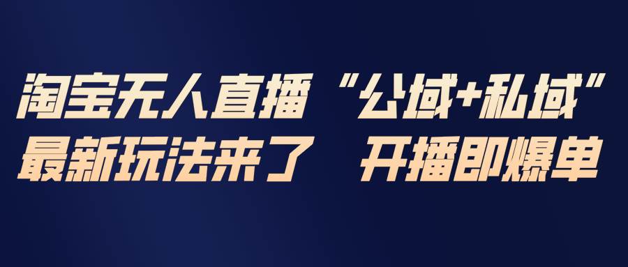（17098期）淘宝无人直播最新玩法，包含私域和公域两种玩法网赚项目-副业赚钱-互联网创业-资源整合白嫖の网赚