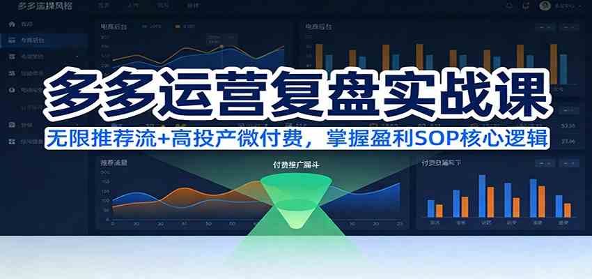 多多运营复盘实战课：无限推荐流+高投产微付费，掌握盈利SOP核心逻辑（更新）网赚项目-副业赚钱-互联网创业-资源整合白嫖の网赚