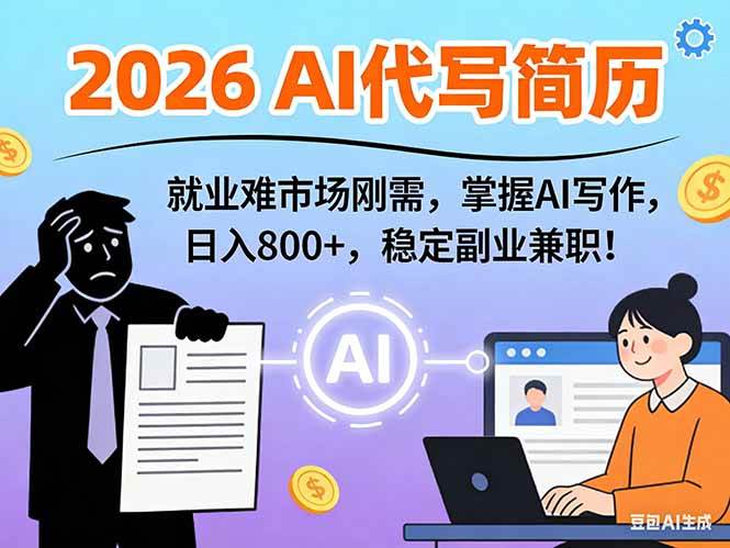 （17119期）AI代写简历，超暴利，用万能模板月入1-3万实战教程，2026年市场刚需！网赚项目-副业赚钱-互联网创业-资源整合白嫖の网赚
