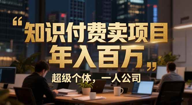 （17134期）从0到年入百万：超级个体实战心得公开，个人IP×精准引流×成交系统全拆解网赚项目-副业赚钱-互联网创业-资源整合白嫖の网赚