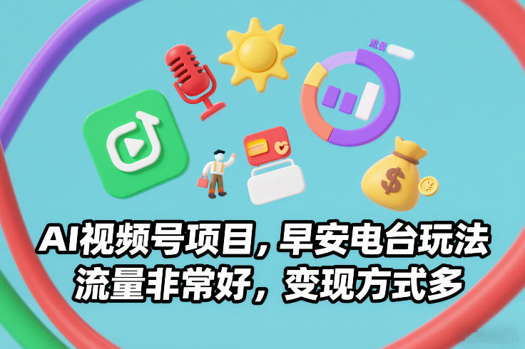 AI视频号项目，早安电台玩法，流量非常好，变现方式多网赚项目-副业赚钱-互联网创业-资源整合白嫖の网赚