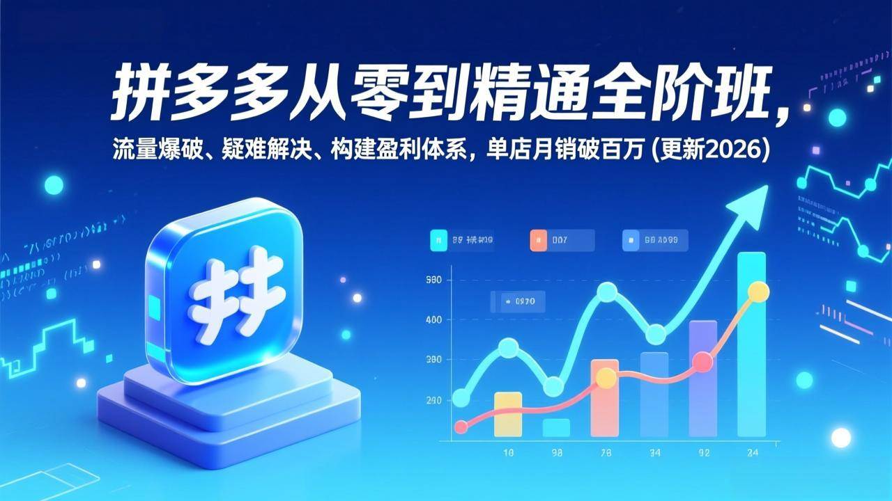 （17148期）拼多多从零到精通全阶班，流量爆破、疑难解决，构建盈利体系，单店月销破百万(更新2026)网赚项目-副业赚钱-互联网创业-资源整合白嫖の网赚