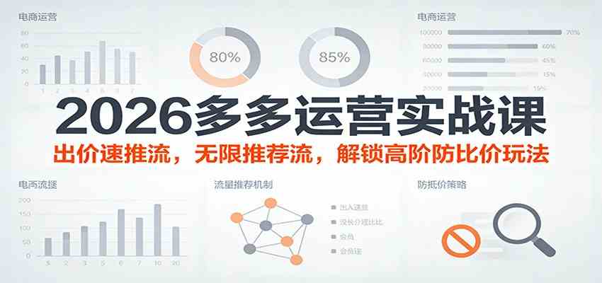 2026多多运营实战课：出价速推流，无限推荐流，解锁高阶防比价玩法（更新）网赚项目-副业赚钱-互联网创业-资源整合白嫖の网赚