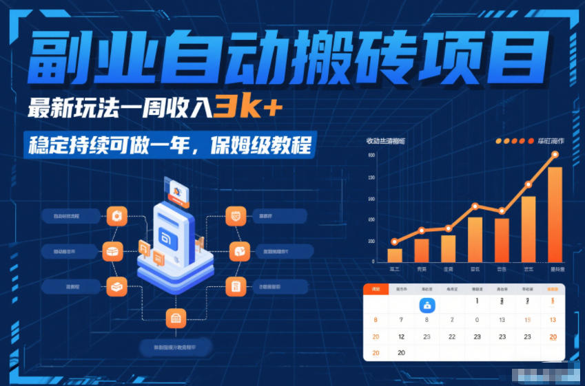 副业自动搬砖项目，最新玩法一周收入3k+，稳定持续可做一年，保姆级教程【揭秘】网赚项目-副业赚钱-互联网创业-资源整合白嫖の网赚