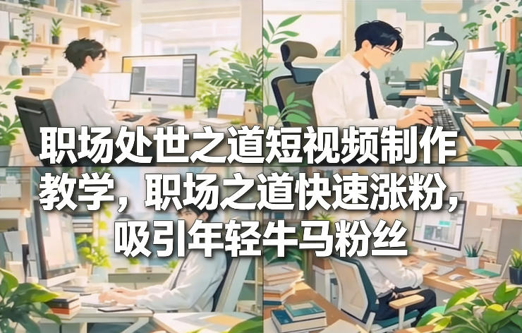 职场处世之道短视频制作教学，职场之道快速涨粉，吸引年轻牛马粉丝网赚项目-副业赚钱-互联网创业-资源整合白嫖の网赚
