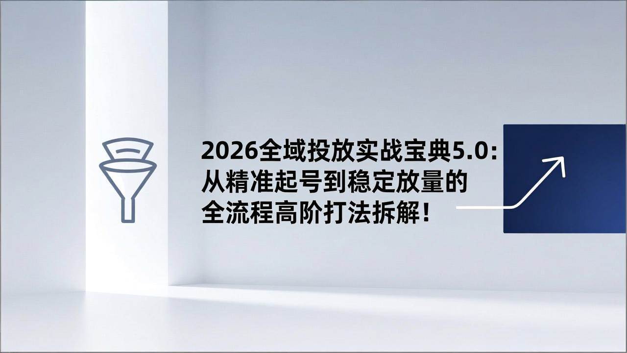 （17156期）2026全域投放实战宝典5.0：从精准起号到稳定放量的全流程高阶打法拆解！网赚项目-副业赚钱-互联网创业-资源整合白嫖の网赚