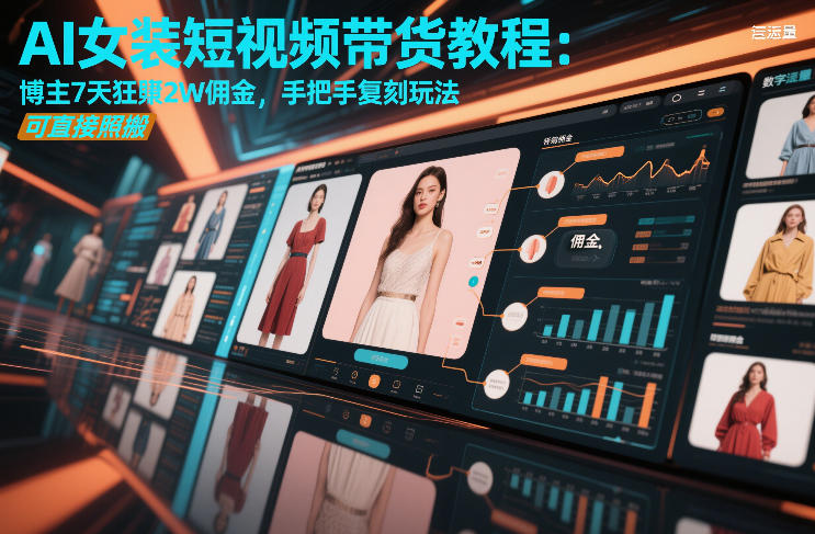 AI女装短视频带货教程：博主7天狂賺2W佣金，手把手复刻玩法，可直接照搬网赚项目-副业赚钱-互联网创业-资源整合白嫖の网赚