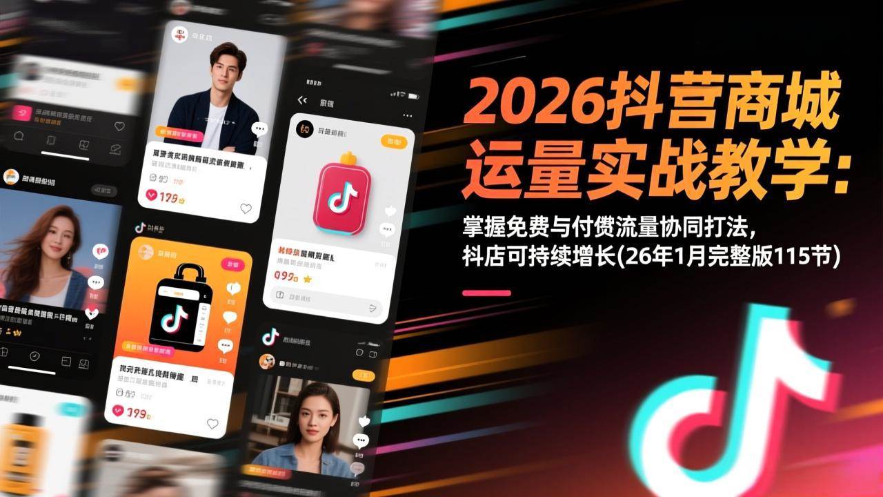 （17165期）2026抖音商城运营实战教学：掌握免费与付费流量协同打法，抖店可持续增长(26年1月完整版115节)网赚项目-副业赚钱-互联网创业-资源整合白嫖の网赚