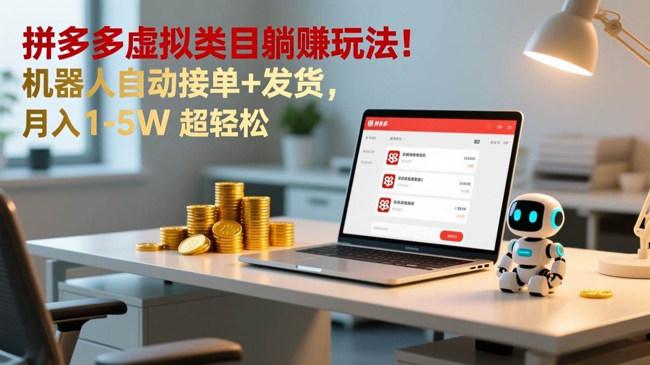 (17174期)多多虚拟类目躺赚玩法!机器人自动接单+发货,月入1-5W超轻松网赚项目-副业赚钱-互联网创业-资源整合白嫖の网赚
