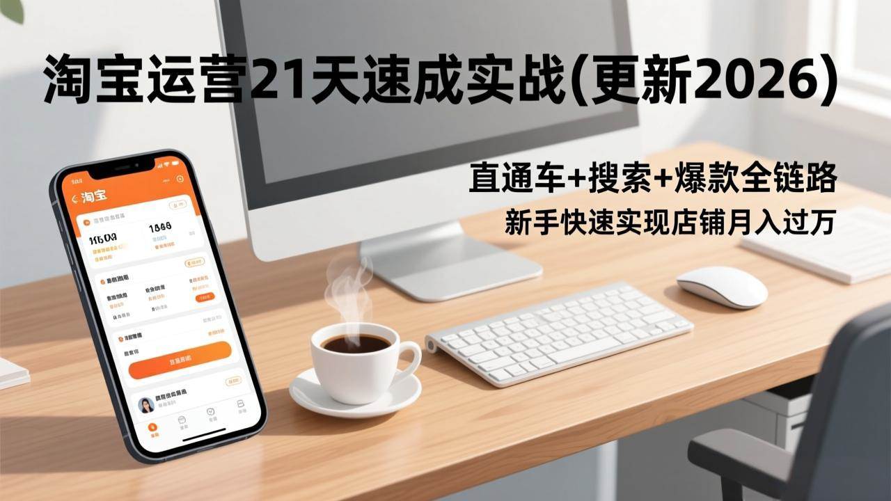 （17201期）淘宝运营21天速成实战(更新2026)，直通车+搜索+爆款全链路，新手快速实现店铺月入过万网赚项目-副业赚钱-互联网创业-资源整合白嫖の网赚