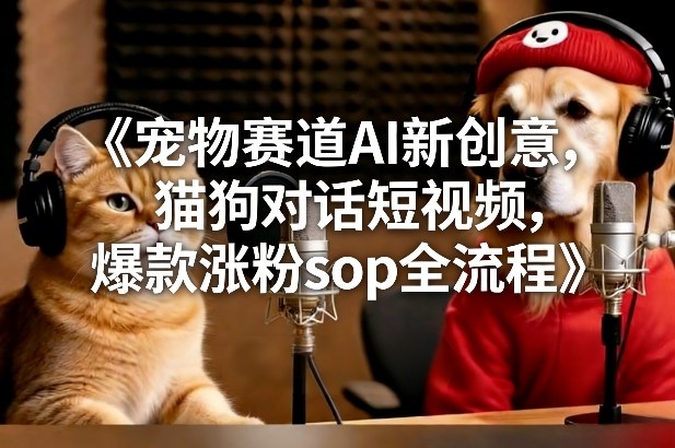 宠物赛道AI新创意，猫狗对话短视频，爆款涨粉sop全流程网赚项目-副业赚钱-互联网创业-资源整合白嫖の网赚