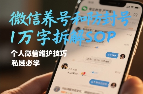 微信养号和防封号1万字拆解SOP，个人微信维护技巧，私域必学【文档】网赚项目-副业赚钱-互联网创业-资源整合白嫖の网赚