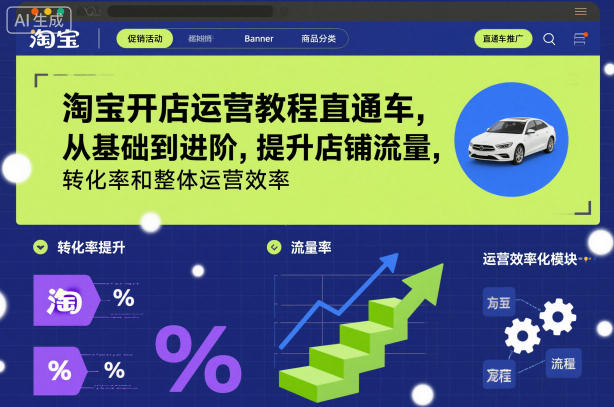 淘宝开店运营教程直通车，从基础到进阶，提升店铺流量，转化率和整体运营效率（更新26年1月）网赚项目-副业赚钱-互联网创业-资源整合白嫖の网赚
