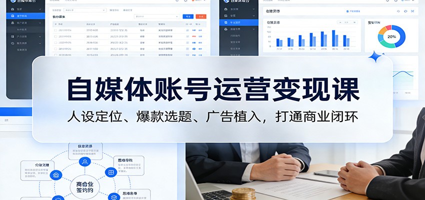 自媒体账号运营变现课：人设定位、爆款选题、广告植入，打通商业闭环网赚项目-副业赚钱-互联网创业-资源整合白嫖の网赚