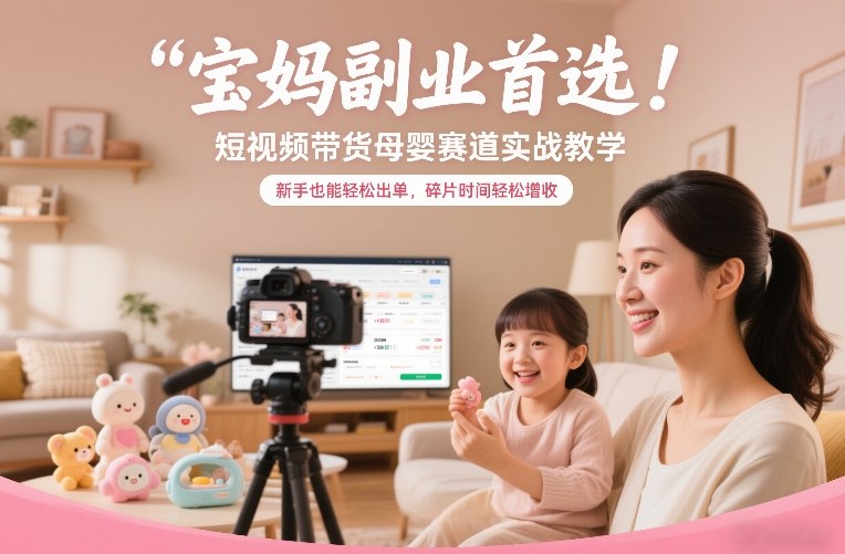 宝妈副业首选！短视频带货母婴赛道实战教学，新手也能轻松出单，碎片时间轻松增收网赚项目-副业赚钱-互联网创业-资源整合白嫖の网赚