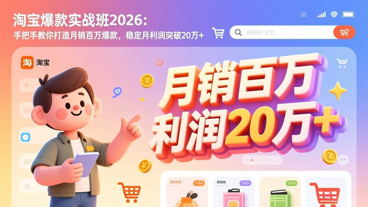 （17209期）淘宝爆款实战班2026：手把手教你打造月销百万爆款，稳定月利润突破20万+网赚项目-副业赚钱-互联网创业-资源整合白嫖の网赚