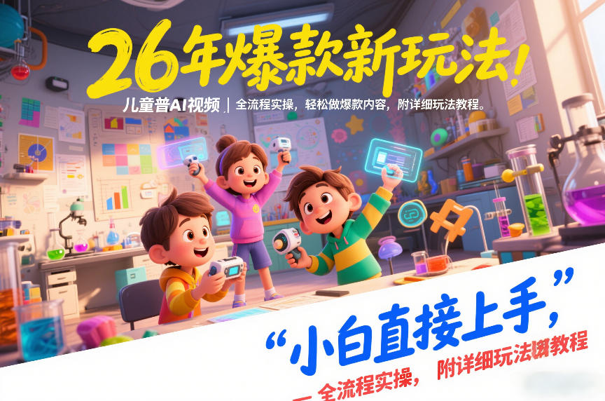 26年爆款新玩法，儿童科普AI视频，全流程实操，轻松做爆款内容，小白直接上手，附详细玩法教程网赚项目-副业赚钱-互联网创业-资源整合白嫖の网赚