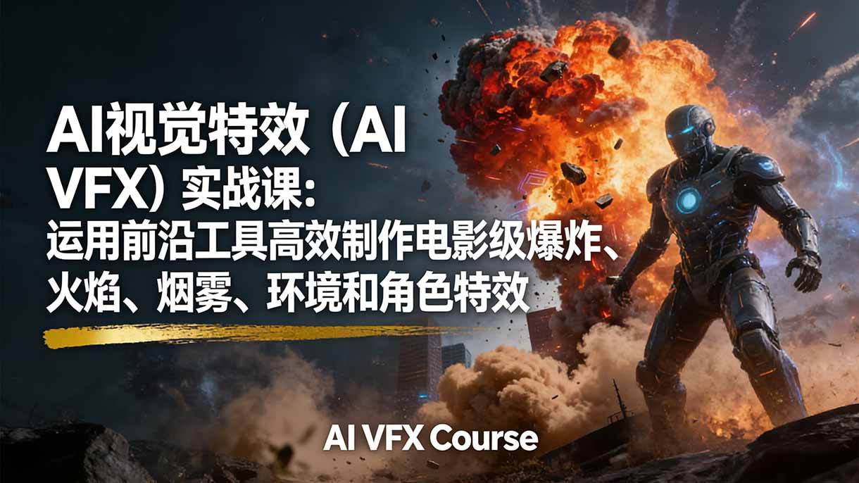 （17212期）AI视觉特效（AIVFX）实战课：运用前沿工具高效制作电影级爆炸、火焰、烟雾、环境和角色特效网赚项目-副业赚钱-互联网创业-资源整合白嫖の网赚