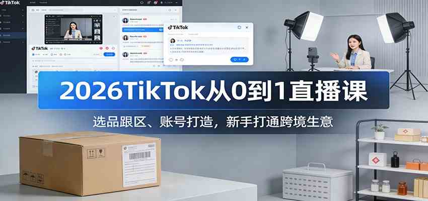 2026TikTok从0到1直播课：选品跟区、账号打造，新手打通跨境生意网赚项目-副业赚钱-互联网创业-资源整合白嫖の网赚
