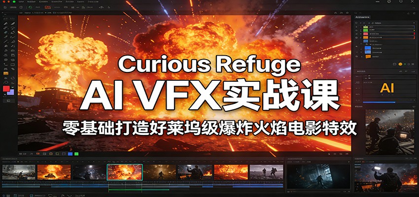 CuriousRefugeAIVFX实战课，零基础打造好莱坞级爆炸火焰电影特效网赚项目-副业赚钱-互联网创业-资源整合白嫖の网赚