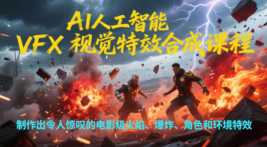 AI人工智能VFX视觉特效合成课程，制作出令人惊叹的电影级火焰、爆炸、角色和环境特效网赚项目-副业赚钱-互联网创业-资源整合白嫖の网赚
