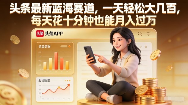 头条最新蓝海赛道，一天轻松大几张，每天花十分钟也能月入过1W【揭秘】网赚项目-副业赚钱-互联网创业-资源整合白嫖の网赚