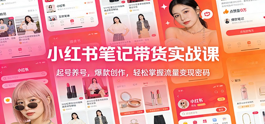小红书笔记带货实战课：起号养号，爆款创作，轻松掌握流量变现密码网赚项目-副业赚钱-互联网创业-资源整合白嫖の网赚