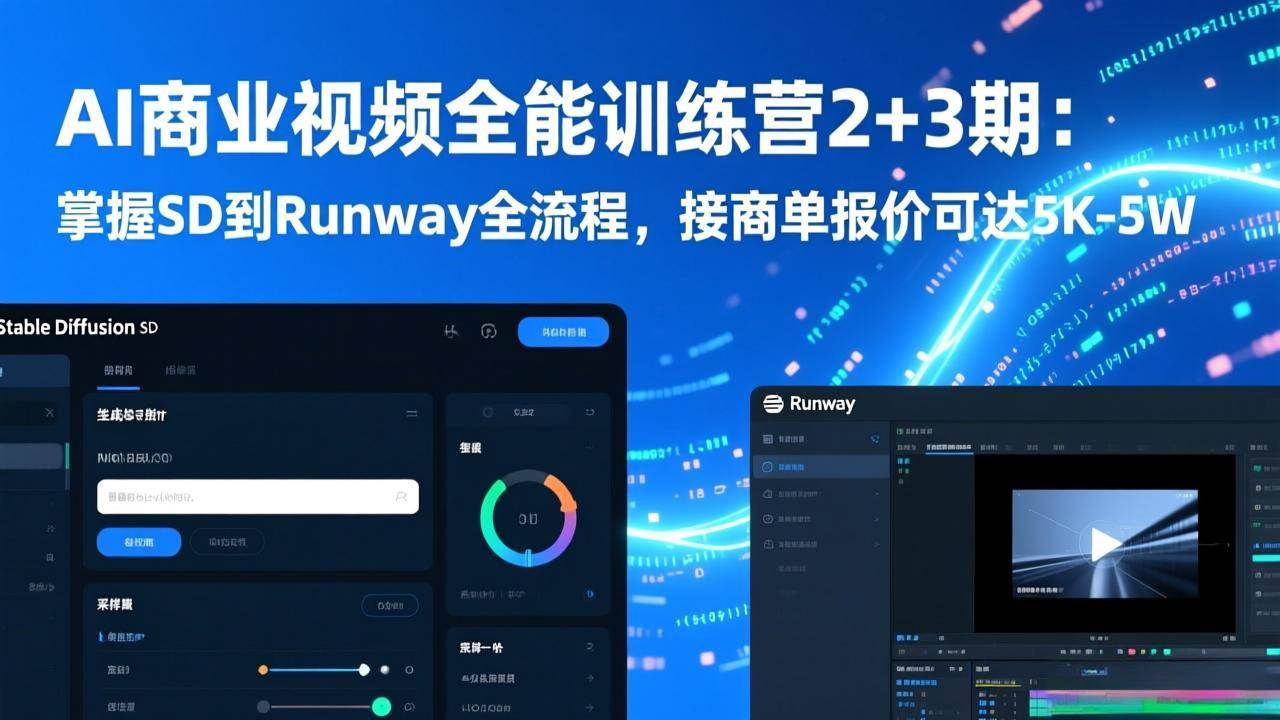 （17235期）AI商业视频全能训练营2+3期：掌握SD到Runway全流程，接商单报价可达5K-5W网赚项目-副业赚钱-互联网创业-资源整合白嫖の网赚