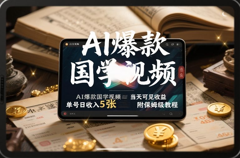 AI爆款国学视频，独家起号方法，小白直接上手，当天可见收益，单号日收入5张+附保姆级教程网赚项目-副业赚钱-互联网创业-资源整合白嫖の网赚