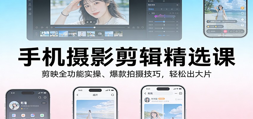 手机摄影剪辑精选课：剪映全功能实操、爆款拍摄技巧，轻松出大片网赚项目-副业赚钱-互联网创业-资源整合白嫖の网赚